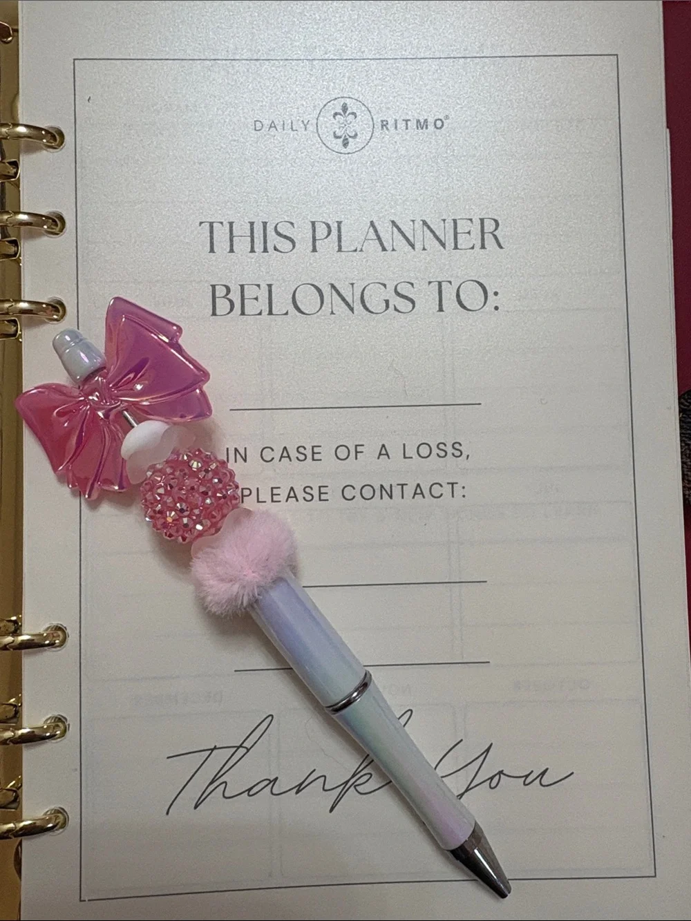 Pink Bow Pom-Pom Kids Pen